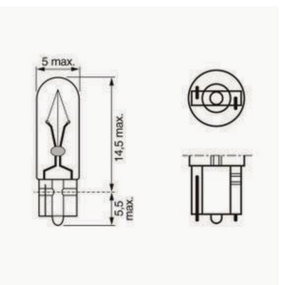 BOMBILLO MINIATURA T-5 W2X4.6D W2W 12V 1.2W TABLERO STD CAJA X 10 UND 2721 12516 GL2721