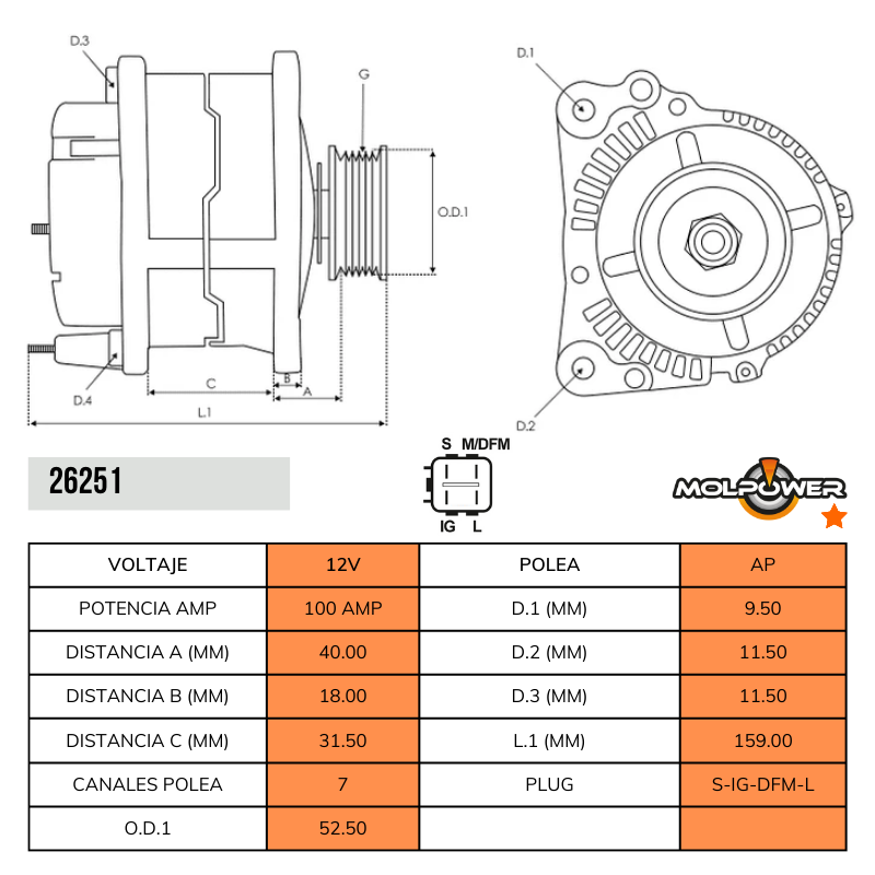 ALTERNADOR TOYOTA RAV 4 RUNNER 4.0 02-09 TACOMA 04-05 TUNDRA 4.0 04-06 12V 100AMP 7PK 104210-4230 104210-4920 9664219-423 9664219-492