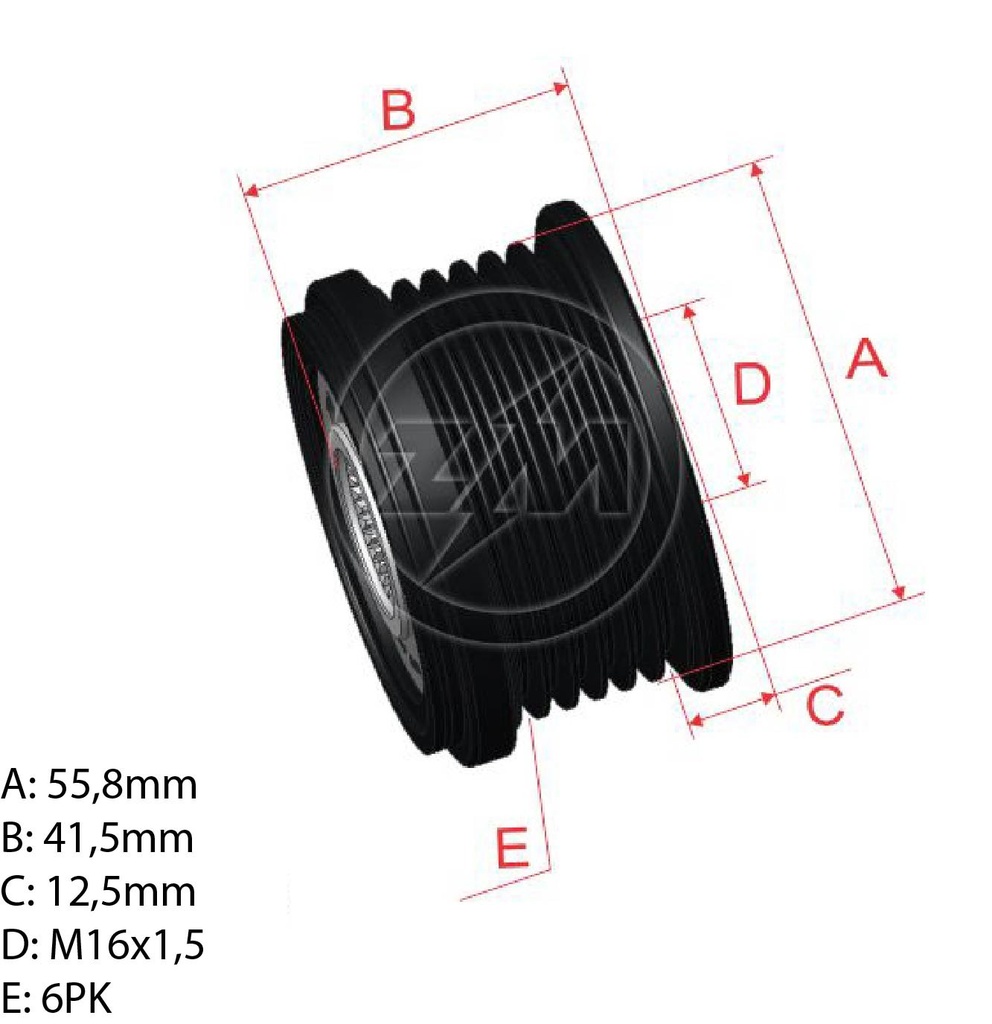 [5696.001.21] POLEA RUEDA LIBRE AUDI A1 A3 A4 A5 A6 Q3 Q5 PORSCHE SKODA OCTAVIA VOLKSWAGEN AMAROK PASSAT 6C CW TIPO BOSCH (5697)