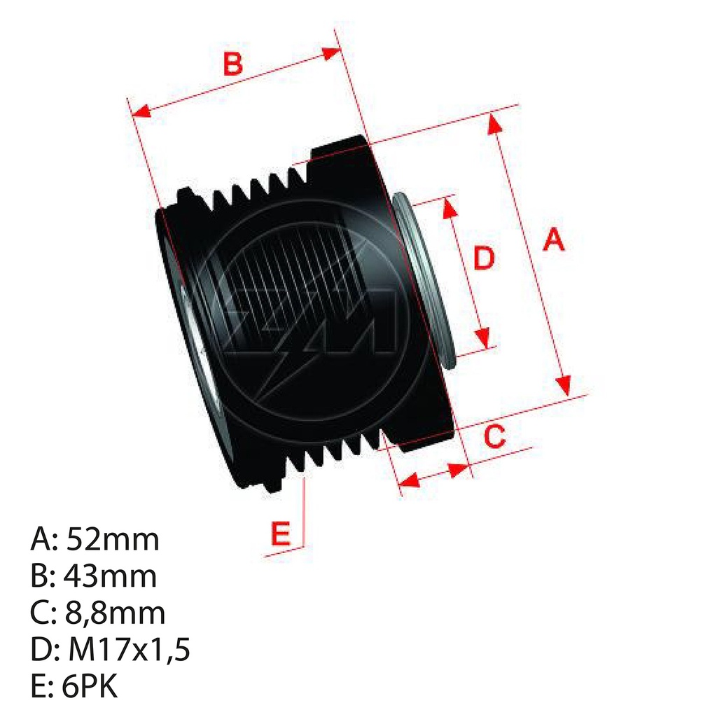 [5696.005.86] POLEA RUEDA LIBRE CHRYSLER DODGE DURANGO JEEP GRAND CHEROKEE 6C CW TIPO CHRYSLER (5690)
