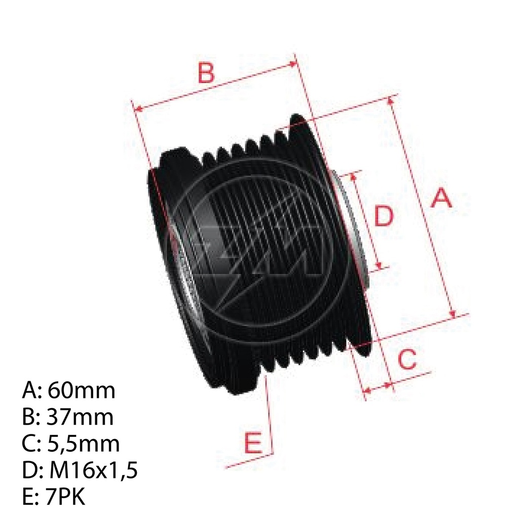 [5696.001.26] POLEA RUEDA LIBRE NISSAN NAVARA NP300 TERRA 7C CW (5805)
