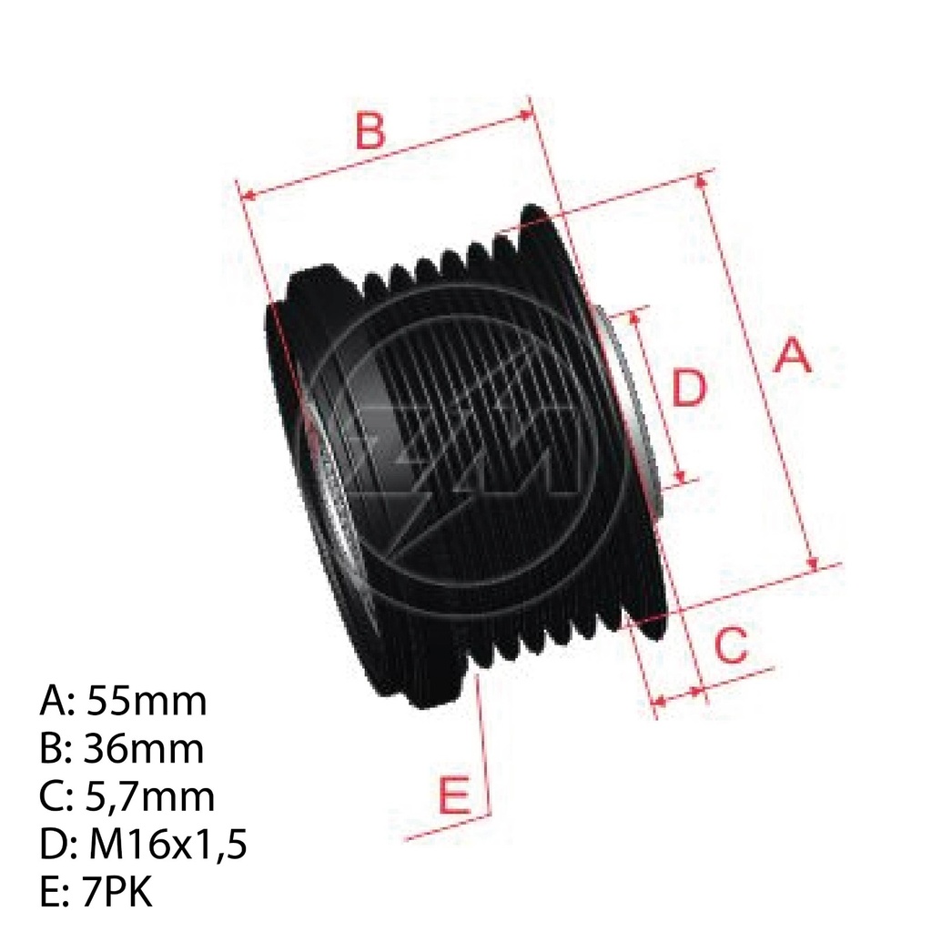 [5696.001.27] POLEA RUEDA LIBRE NISSAN NAVARA NP300 RENAULT ALASKAN 7C CW (5792)