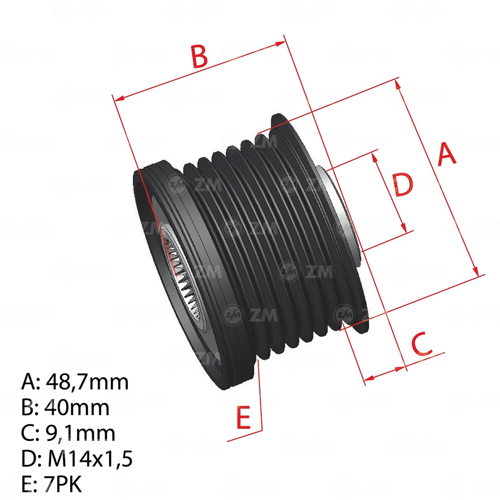 [5696.005.84] POLEA RUEDA LIBRE TOYOTA PRADO TXL 2.7 TACOMA 7C CW (5705-6001)