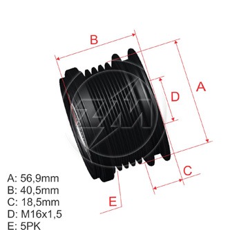 POLEA RUEDA LIBRE HYUNDAI I30 1.4-1.6 03-16 Ix20 1.4 -1.6 06-11 TUCSON 1.7 06-15 KIA SPORTAGE 1.7 09-15 5C CW
