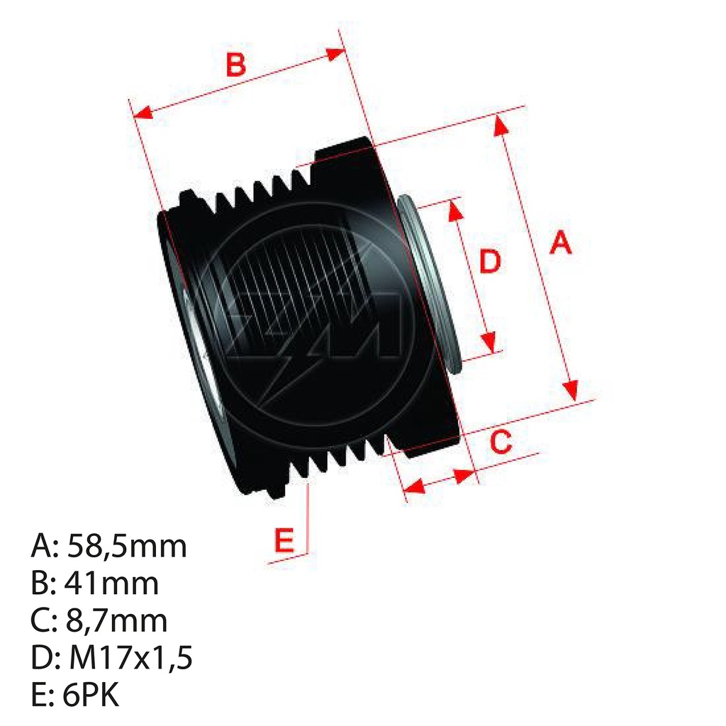 [5696.005.87] POLEA RUEDA LIBRE TOYOTA HIGHLANDER CAMRY 6C CW (5762)