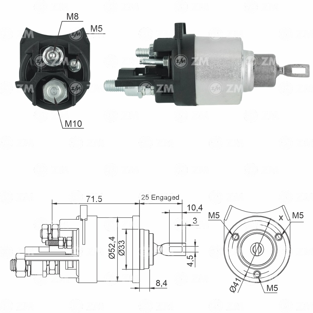 [02ZM-1383] AUTOMATICO MOTOR ARRANQUE JHON DEERE 5045D - 5055E 12V ARRANQUE RE533976- RE544939
