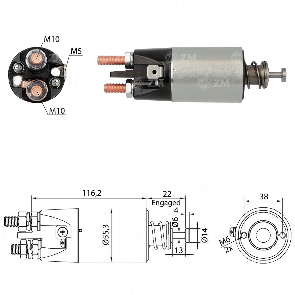[02ZM-3897] AUTOMATICO KOBELCO VOLVO BUS 24V SIN OREJAS CON TORNILLO GRUESO TIPO MITSUBISHI