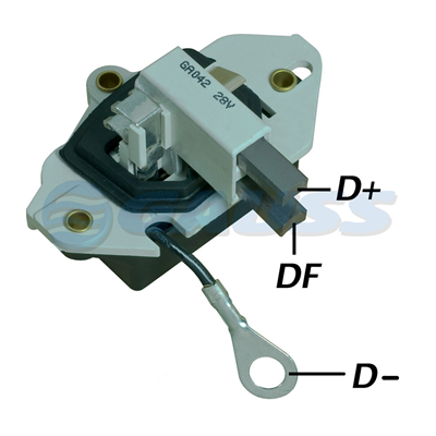 [07GA042] REGULADOR SCANIA CABLE MASA 24 105 CON ESCOBILLAS TIPO BOSCH (GA1547-GA1973)