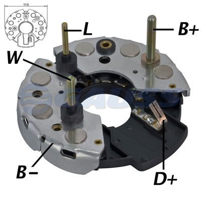 [07GA1336] RECTIFICADOR PERKINS 6358A35AMP 6X35A M6X50 M4X50 M5X45 TRIDIODO 113MM (GA018 GA018R GA034 GA040) TIPO BOSCH