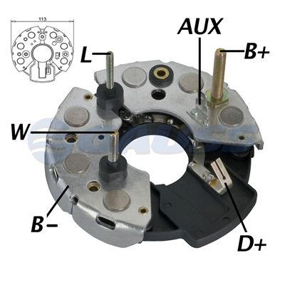 [07GA1366] RECTIFICADOR MB MERCEDES BENZ KOMATSU 95AMP 14X50A 113MM (GA018) TIPO BOSCH