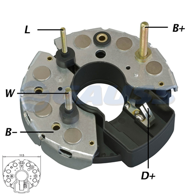 [07GA1509] RECTIFICADOR KOMATSU MF MB MERCEDES BENZ 95AMP 6X35A M6X50A M4X50 M5X45 TRIDIODO 113MM (GA018 GA034) TIPO BOSCH