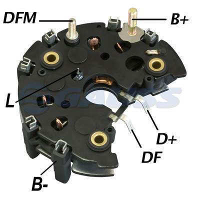 [07GA1570] RECTIFICADOR FORD FISTA FESTIVA 2 SALIDAS 90AMP 6X35A AVALANCHE (ZENER) TRIDIODO Y CAPACITOR (GA523) TIPO BOSCH