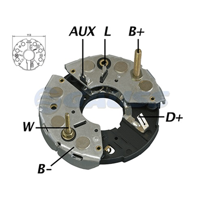 [07GA1638] RECTIFICADOR FIAT ALLIS TRACTORES 75AMP 6X35A(GA028 GA034) TIPO BOSCH