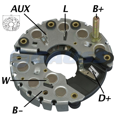 [07GA1701] RECTIFICADOR VW VOLKSWAGEN SERIE 469 IR EF 115AMP 8X50A TRIDIODO TIPO BOSCH