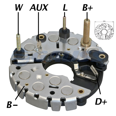 [07GA1753] RECTIFICADOR MB MERCEDES BENZ 1417 915 80AMP 8X35A M8 M6X50 AVALANCHE (ZENER) TRIDIODO TIPO BOSCH