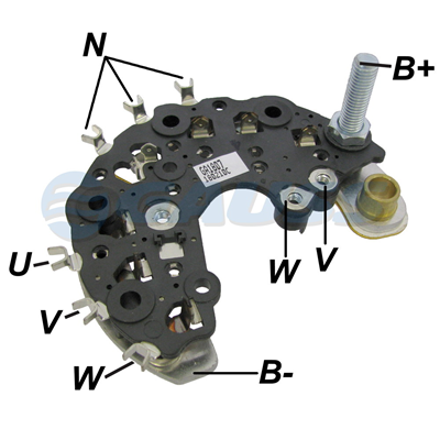 RECTIFICADOR RENAULT SANDERO CLIO MEGANE KANGOO 85AMP 6X35A AVALANCHE (ZENER) (GA984) TIPO VALEO
