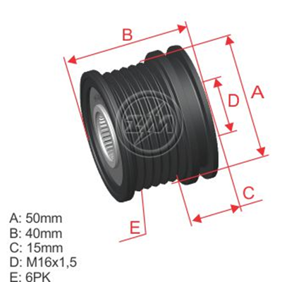 [5696.000.03] POLEA RUEDA LIBRE JEEP GRAND CHEROKEE II MERCEDES BENZ C CLASS KOMBI SPRINTER VCLASS FREIGHTLINER 6111550315 6X16 2549800 F55932