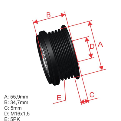 [5696.000.04] POLEA RUEDA LIBRE AUDI A4 A9 1.9 SKODA FELICIA 1.9 VOLKSWAGEN GOLF 5X16 028903119AN F00M991390 5382