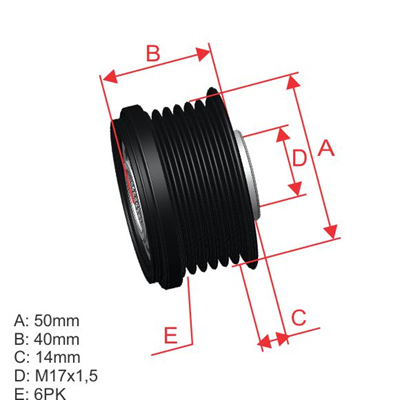 [5696.000.07] POLEA RUEDA LIBRE AUDI A1 A2 A3 A4 A6 Q3 SEAT IBIZA 1.2 SKODA FABIA 1.2 1.4 1.6 VOLKSWAGEN BORA FOX JETTA 16 X 6 F00M599534 5377