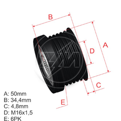 [5696.000.17] POLEA RUEDA LIBRE CHEVROLET ASTRA 1.8 2.0 16V SEDAN 1.8 2.0 16V VECTRA 2.2 ZAFIRA 2.0 6X16 F00M991134 535005610 5422