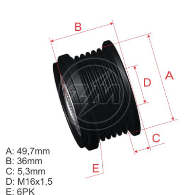 POLEA RUEDA LIBRE MERCEDES BENZ MB SPRINTER 4T 412 612D 614D 812D SSANGYONG ACTYON KYRON REXTON 6X16 66215531A5 6041500460 5529