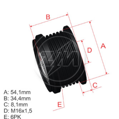 POLEA RUEDA LIBRE CITROEN BERLINGO C2 C3 C4 C5 C8 FIAT DUCATO PEUGEO 306 307 406 LAND ROVER 16X6 VOLVO S80 77362558 5450