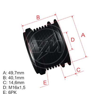 [5696.000.37] POLEA RUEDA LIBRE AUDI A3 A4 A5 A6 Q5 TT SEAT IBIZA SKODA FABIA OCTAVIA VOLKSWAGEN AMAROK 2.0 TRANSPORTER T5 16X6 03G903119B 045903119A