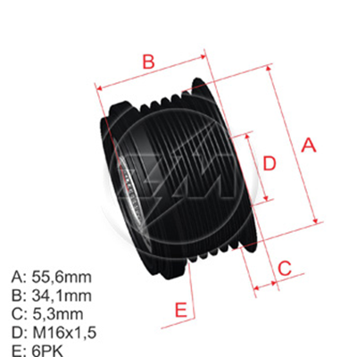 [5696.000.38] POLEA RUEDA LIBRE CHEVROLET CAPTIVA MERCEDES BENZ MB 108 D V230 SSANGYONG KORANDO REXTON 16X6 6041500160 6041500560 VKM03824 5375
