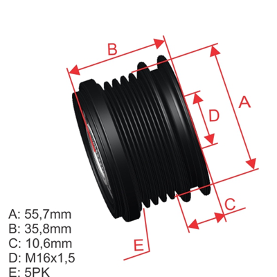 [5696.000.74] POLEA RUEDA LIBRE VOLVO C70 II V40 C30 S40 V40 V50 5X16 0121615014 6M5T10300SA 30773111 36000613 36001497
