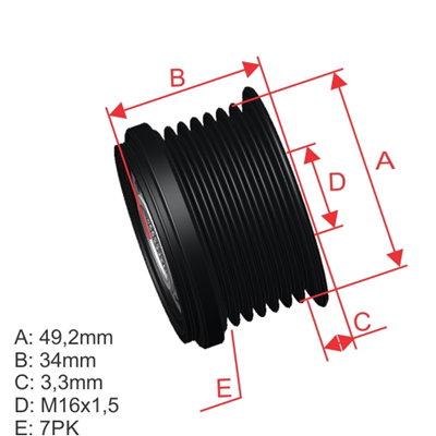 [5696.000.75] POLEA RUEDA LIBRE BMW E81 E87 E88 E82 E90 E93 E92 TOURING E91 X5 3.0 7X16 12317560678 0121C00401 OAP7084 5633