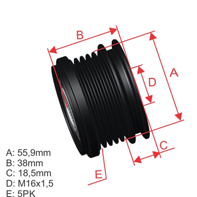 [5696.000.77] POLEA RUEDA LIBRE CHEVROLET ASTRA 2.2 VECTRA 2.0 ZAFIRA 2.2 OPEL 1204419 1204376 F00M147875 96.000.77 16X5