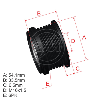 [5696.000.78] POLEA RUEDA LIBRE CITROEN BERLINGO C2 C3 C4 C5 C8 FIAT DUCATO PEUGEO 306 307 406 LAND ROVER 16X6 VOLVO S80 77362558 96.000.34
