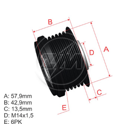 [5696.005.10] POLEA RUEDA LIBRE TOYOTA COROLLA URVAN 1.4 VERSO 1.4 YARIS 1.4 6X14 2741566070 2741533070 9600510 333331