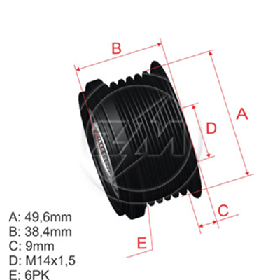 [5696.005.14] POLEA RUEDA LIBRE BMW X1 X3 Z4 5TOURING FORD B-MAX ECOSPORT FIESTA VI FOCUS III 6X14 0210402400 96.005.14 5635