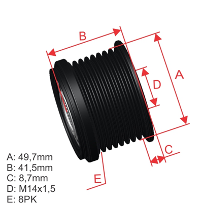 [5696.005.27] POLEA RUEDA LIBRE JEEP GRAND CHEROKEE BMW SERIE X X3 SERIE 5 09-12 8X14 0210401060 05019860AA F558553 5650