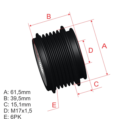 [5696.005.31] POLEA RUEDA LIBRE FIAT BRAVO 182 PUNTO 186 188 96-07 6X17 9948225 55196301 535014410