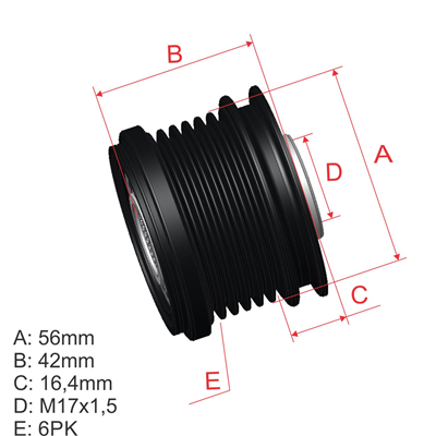 [5696.005.39] POLEA RUEDA LIBRE TOYOTA HILUX VIGO 17X6