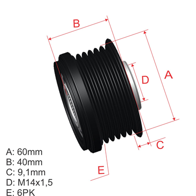 POLEA RUEDA LIBRE CITROEN C1 04-14 PEUGEOT 108 05-14 TOYOTA AYGO B4 05-04 6X14 274150Q010 535027710