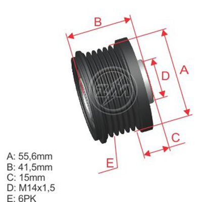 [5696.005.51] POLEA RUEDA LIBRE VOLCO S40 C 70 S70 80 XC70 V40 6X14 30782701 9472909 VKM03652 0210400970 96.005.51