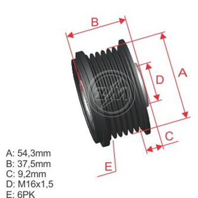 [5696.007.01] POLEA RUEDA LIBRE FORD COMBI FOCUS SEDAN WAGON FOCUS 2 ST170 6X16 VP2M5UAA VKM03413