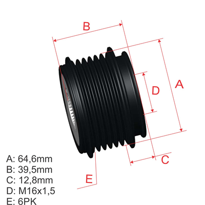 [5696.010.05] POLEA RUEDA LIBRE DODGE JOURNEY JEEP COMPASS 1.8 2.0 CHRYSLER 200 SUBARU FORESTER 2. 17X6 04891737AB A234D037BC 235873 5507