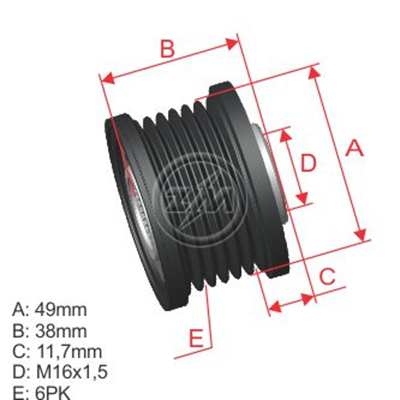 [5696.012.01] POLEA RUEDA LIBRE RENAULT LAGUNA I TRAFIC II MASTER MEGANE VOLVO S40 I 1.9 V40 1.9 6X16 2315100Q0B 8200584040 5410