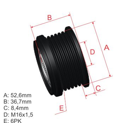 [5696.012.02] POLEA RUEDA LIBRE NISSAN ALTIMA 2.5 SENTRA 2.5 XTRAIL T30 02 RENAULT KOLEOS 6X16 23151JA02A 2650319