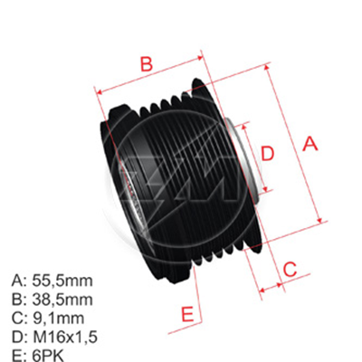 [5696.012.04] POLEA RUEDA LIBRE VOLKSWAGEN POLO FOX SKODA FABIA MERCEDES SPRINTER MAZDA NISSAN FRONTIE 16X6 03D903119A 93297735 96.007.04 5374