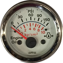 MARCADOR ACEITE ELECTRICO 150PSI 12V TABLERO BLANCO ARO CROMADO