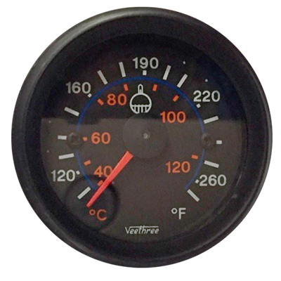 [16050840] MARCADOR TEMPERATURA AGUA MECANICO 200" 5.08M ARO NEGRO