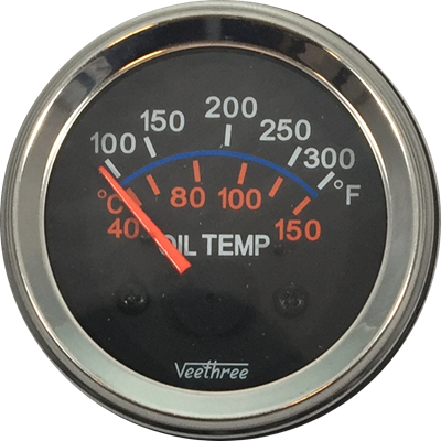 MARCADOR TEMPERATURA ACEITE ELECTRICO 12V 40°-150° ARO CROMADO