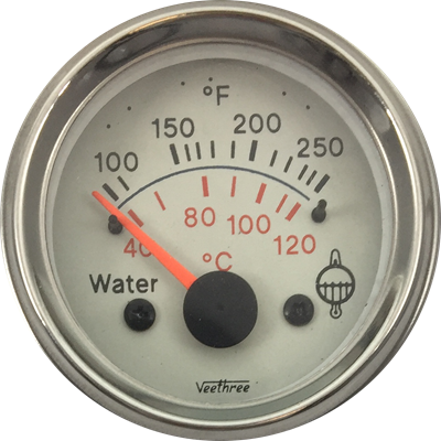 MARCADOR TEMPERATURA AGUA ELECTRICO 24V 40Ø-120Ø TABLERO BLANCO ARO CROMADO