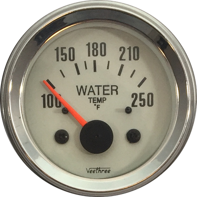 [16277116] MARCADOR TEMPERATURA AGUA ELECTRICO 12V 40Ø-120Ø TABLERO BLANCO ARO CROMADO