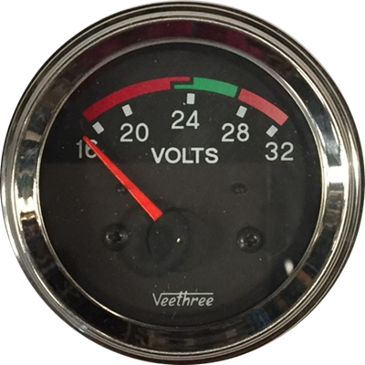 VOLTIMETRO 52MM 24V ESCALA 16-32 ARO CROMADO